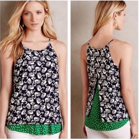 Anthropologie Tops - Anthropologie Swan / Polka Dot Layered Tank Top